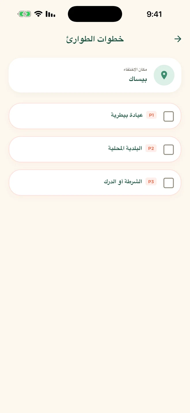 قائمة خطوات الطوارئ