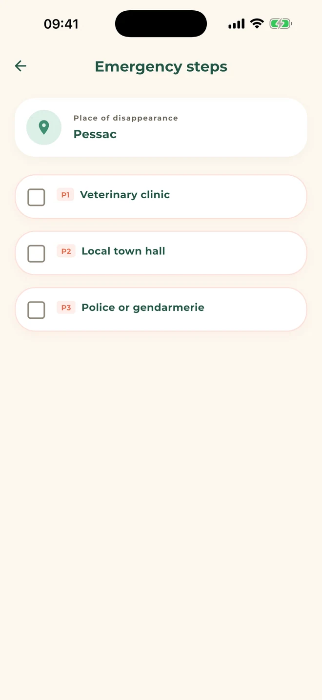 Emergency checklist