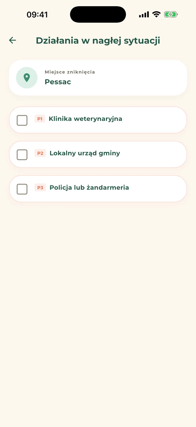 Lista działań w nagłej sytuacji
